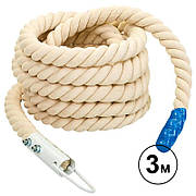 Канат спортивний для лазіння з кріпленням BioGym 3 м, білий.