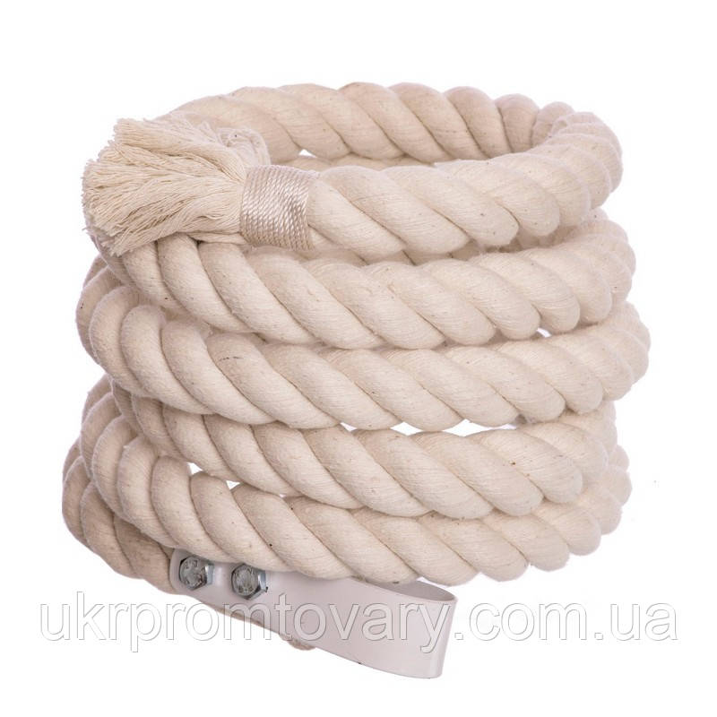 Канат спортивний для лазіння з кріпленням BioGym 3 м, білий.