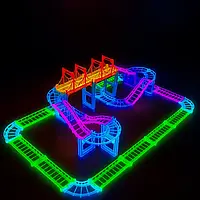 Гнучка багаторівнева траса автотрек для хлопчика 58 деталей світиться в темряві машинка їде сама міст спуск