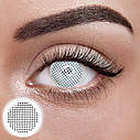 Білі Кольорові Контактні Лінзи Сітка | Лінзи для краси ( Нульовки ) | Крейзі/Косплей/Хелловін| Для світлих – чорних очей, фото 2