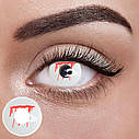Білі Кольорові Контактні Лінзи Поріз | Лінзи для краси ( Нульовки ) | Крейзі/Косплей/Хелловін| Для світлих – чорних очей, фото 2
