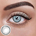 Сірі Кольорові Контактні Лінзи Айс Мун | Лінзи для краси ( Нульовки ) | Натуральні-Природні | Для світлих - чорних очей, фото 2