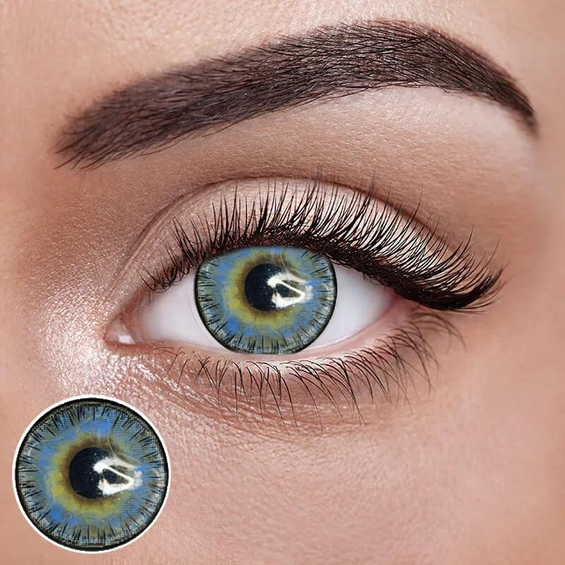 Блу 2 – Сині Кольорові Контактні Лінзи від ELITE Lens® | Лінзи для краси ( Нульовки ) | Натуральні | на 6міс., фото 1