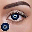 Сині Кольорові Контактні Лінзи Блу Леон | Лінзи для краси ( Нульовки ) | Крейзі/Косплей/Хелловін| Для світлих – чорних очей, фото 2