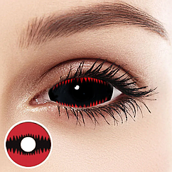 Склеральні чорні лінзи Енімал ред | Чорні лінзи на все око Склери 22 мм | Лінзи Чорні