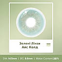 Зелені Кольорові Контактні Лінзи Айс Колд | Лінзи для краси ( Нульовки ) | Натуральні-Природні | Для світлих - чорних очей, фото 3