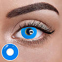 Сині Кольорові Контактні Лінзи Ультраблу | Лінзи для краси ( Нульовки ) | Крейзі/Косплей/Хелловін| Для світлих – чорних очей, фото 2