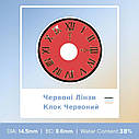 Червоні Кольорові Контактні Лінзи Клок | Лінзи для краси ( Нульовки ) | Крейзі/Косплей/Хелловін| Для світлих – чорних очей, фото 3