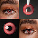 Червоні Кольорові Контактні Лінзи Дрім Ред | Лінзи для краси | Крейзи/Косплей/Хэллоуин| Для светлых - черных глаз, фото 4