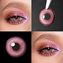 Рожеві Кольорові Контактні Лінзи Дрім Пінк | Лінзи для краси | Крейзі/Косплей/Хелловін| Для світлих – чорних очей, фото 4