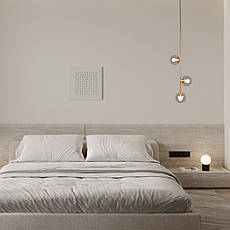 Підвісний бронзовий світильник на 3 лампи з 13см плафонами (52-1015-3 BRZ+CL), фото 4