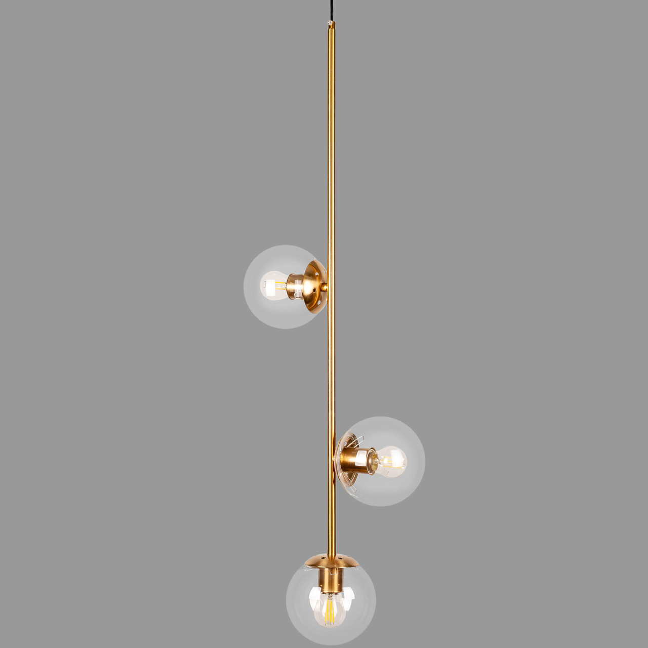 Підвісний бронзовий світильник на 3 лампи з 13см плафонами (52-1015-3 BRZ+CL)