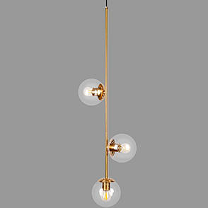 Підвісний бронзовий світильник на 3 лампи з 13см плафонами (52-1015-3 BRZ+CL), фото 1