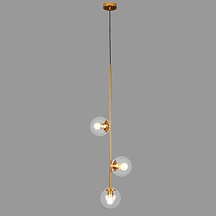 Підвісний бронзовий світильник на 3 лампи з 13см плафонами (52-1015-3 BRZ+CL), фото 2