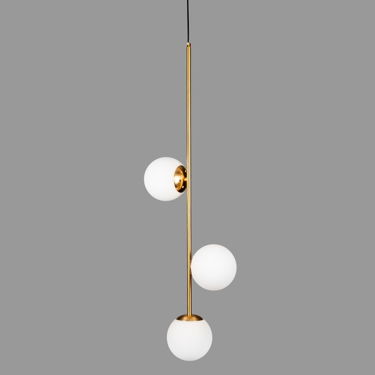 Підвісний бронзовий світильник на 3 лампи з 13см плафонами (52-1015-3 BRZ+WH)