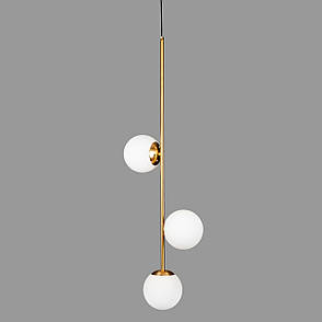 Підвісний бронзовий світильник на 3 лампи з 13см плафонами (52-1015-3 BRZ+WH), фото 1