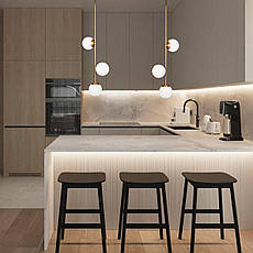 Підвісний бронзовий світильник на 3 лампи з 13см плафонами (52-1015-3 BRZ+WH), фото 3