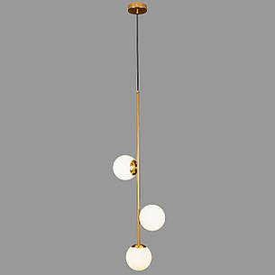 Підвісний бронзовий світильник на 3 лампи з 13см плафонами (52-1015-3 BRZ+WH), фото 2