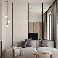 Підвісний бронзовий світильник на 3 лампи з 13см плафонами (52-1015-3 BRZ+WH), фото 4