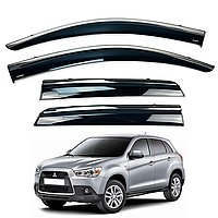 Дефлектори вікон HAWK на Mitsubishi ASX 2010-2017 Вітровики з хром-смужкою Хавк на Міттсубісі АСХ