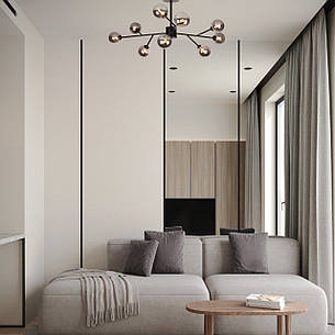 Чорна сучасна люстра на 9 ламп (52-9806-9 BK+BK), фото 2