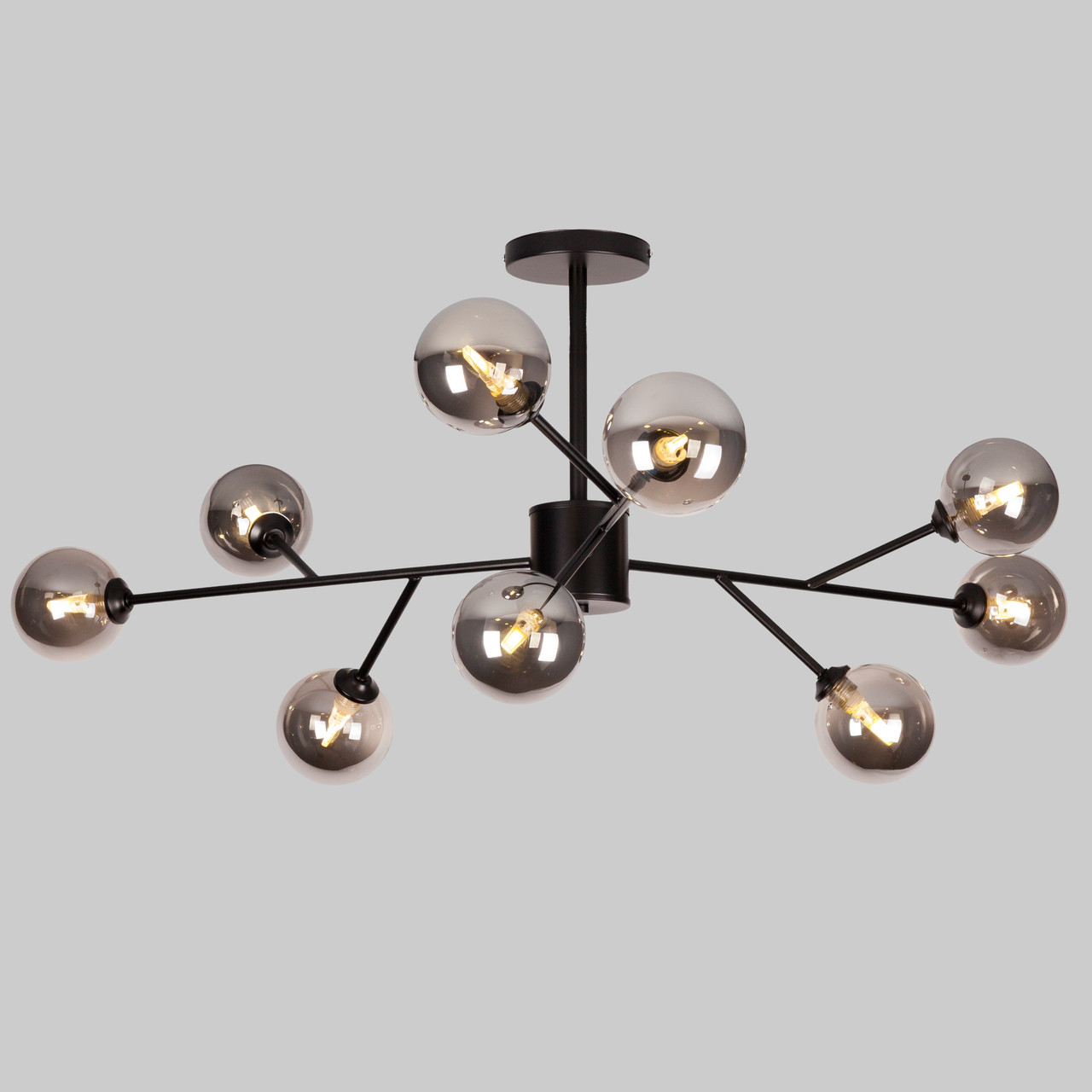 Чорна сучасна люстра на 9 ламп (52-9806-9 BK+BK)