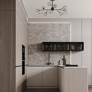 Чорна сучасна люстра на 9 ламп (52-9806-9 BK+CL), фото 2