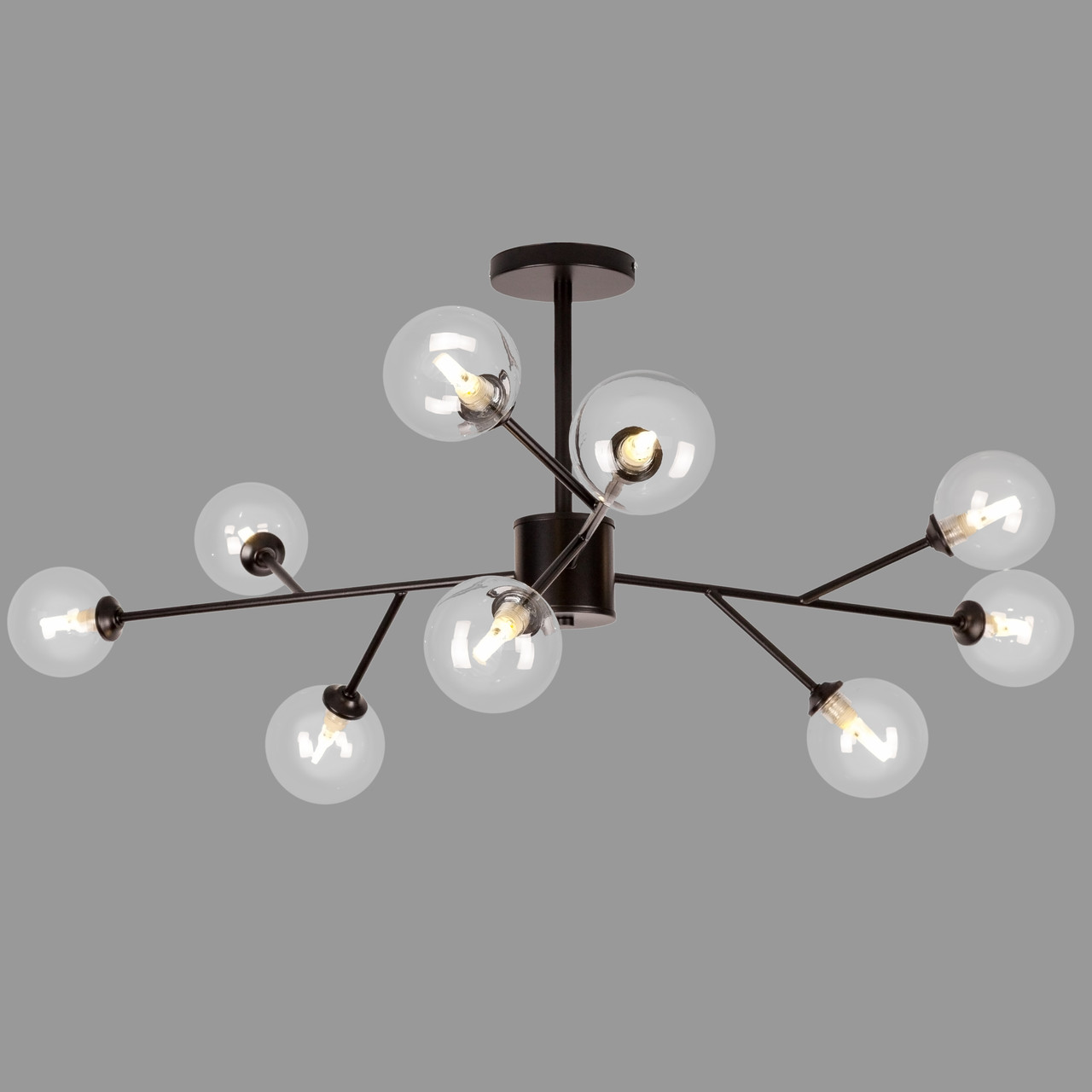 Чорна сучасна люстра на 9 ламп (52-9806-9 BK+CL)