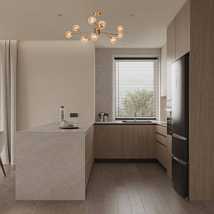 Бронзова сучасна люстра на 9 ламп (52-9806-9 BRZ+BR), фото 2