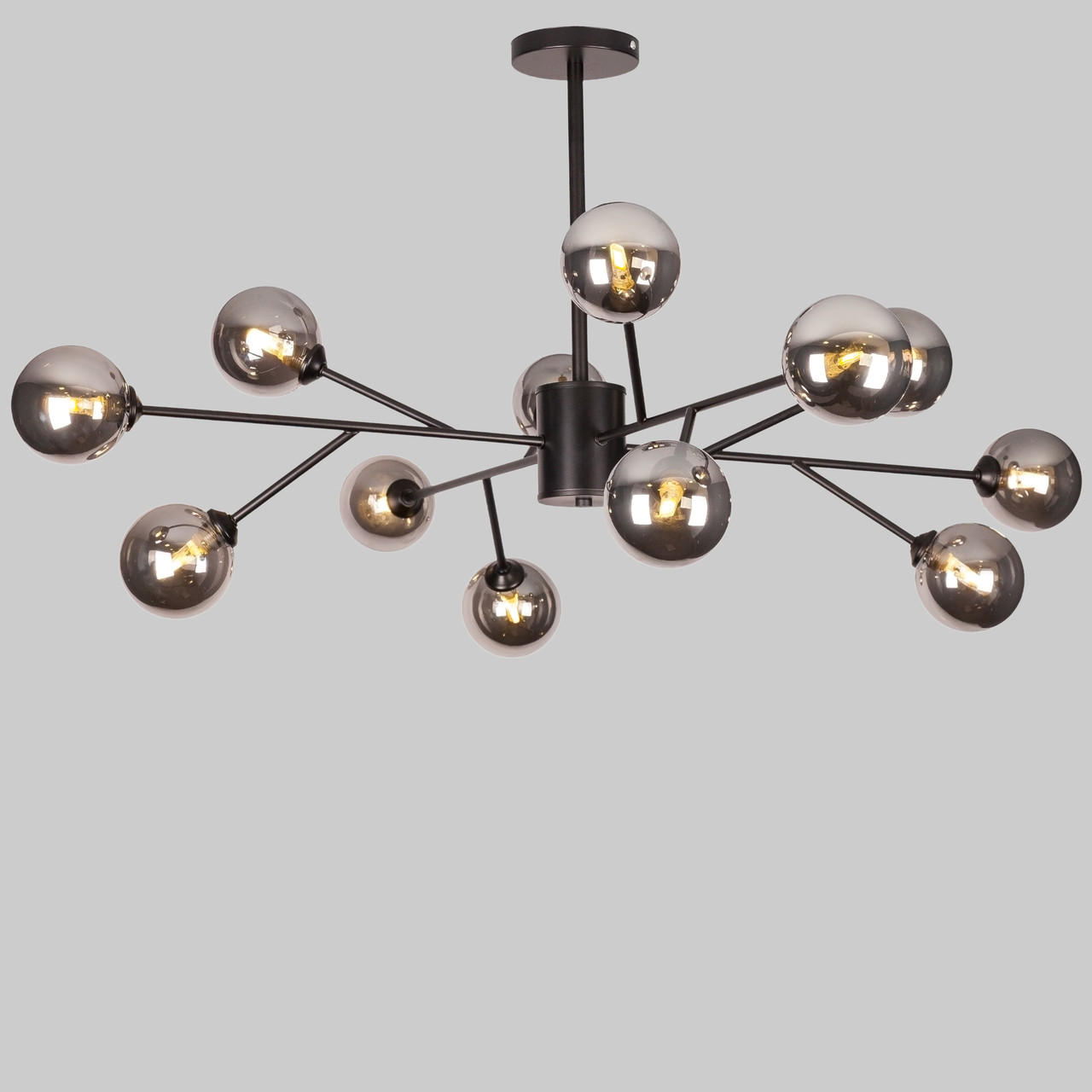 Чорна сучасна люстра на 12 ламп ( 52-9806-12 BK+BK)