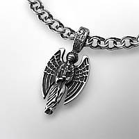 КОМПЛЕКТ: СРІБНИЙ ЛАНЦЮЖОК з КУЛОНОМ АНГЕЛ-ОХОРОНЕЦЬ, 925 проба, чорніння, 11.5 г + 2.9 г, 55 см