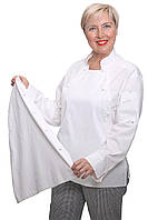 Китель шеф повара два съёмных передника + сетка на спине Прованс котон белый р.44 (42-60) рукав длинный - спецодежда повара