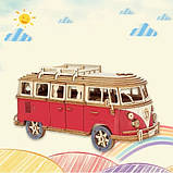 Конструктор Robotime 3D дерев'яний пазл модель Комбі Кемпервен ROKR Kombi Campervan DG-Q701 Червоний, фото 6