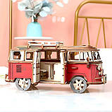 Конструктор Robotime 3D дерев'яний пазл модель Комбі Кемпервен ROKR Kombi Campervan DG-Q701 Червоний, фото 9