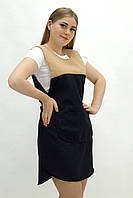 Фартук двойной хитон для продавца кассира уборщицы Олена (44-74) габардин черный/бежевый р.44-50 (13668752597-179-224)