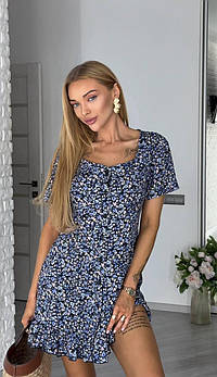 Літня сукня з віскози в квітковий принт (S, M) Синій