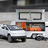 Машинка Tesla Cybertruck з причепом трейлером іграшка моделька металева Сірий (60854), фото 7