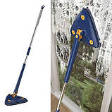 Висувна трикутна швабра з обертанням 360°, телескопічна ручка, насадка з мікрофібри, фото 7