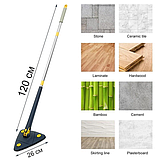 Висувна трикутна швабра з обертанням 360°, телескопічна ручка, насадка з мікрофібри, фото 8