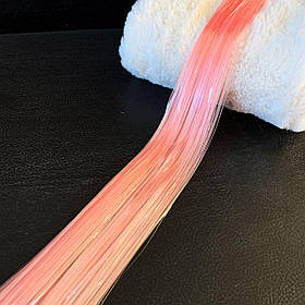 Блискучі нитки 120 см для волосся персиково-рожевий