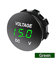 Вольтметр автомобільний врізний DC 5V-48V світлодіодний LED цифровий, мінівольтметр трирозрядний (зелений)