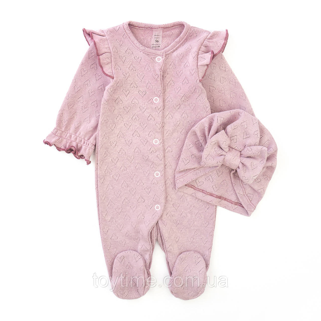 Комплект чоловічок з шапочкою для дівчинки Hearts, фото 1