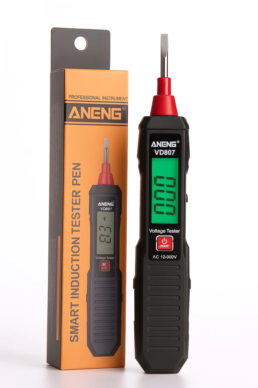 Індикатор напруги ANENG VD807 — безконтактний тестер 20–1000В з підсвічуванням і дисплеєм, фото 1