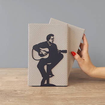 Металевий упор для книг Glozis Guitarist (чорний)