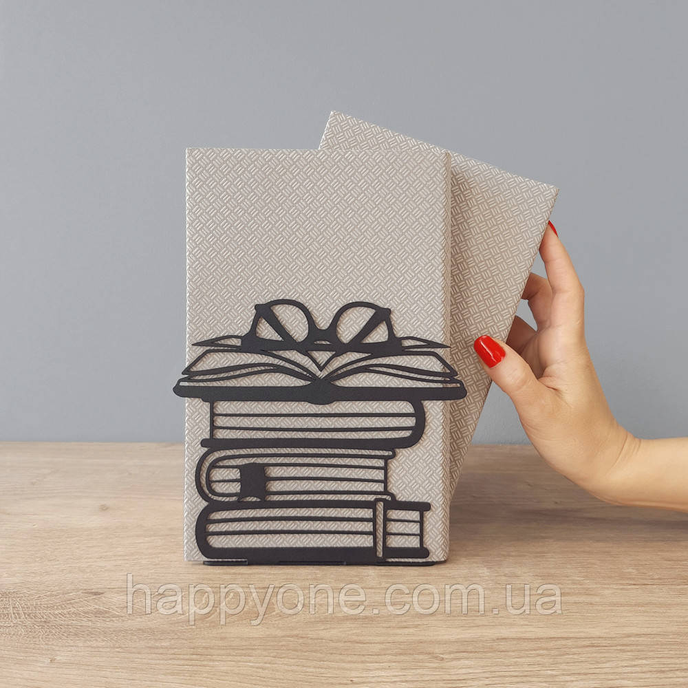 Металевий упор для книг Glozis Booklover (чорний), фото 1