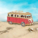 Конструктор Robotime 3D дерев'яний пазл модель Комбі Кемпервен ROKR Kombi Campervan DG-Q701 Червоний, фото 5