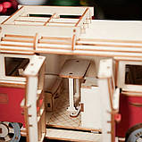 Конструктор Robotime 3D дерев'яний пазл модель Комбі Кемпервен ROKR Kombi Campervan DG-Q701 Червоний, фото 8