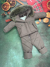 Зимовий дитячий теплий костюм від 1 року розміри 80-86 86-92 92-98 98-104 курточка та штанці - хутро єнота, фото 2