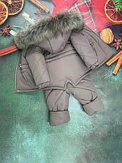 Зимовий дитячий теплий костюм від 1 року розміри 80-86 86-92 92-98 98-104 курточка та штанці - хутро єнота, фото 3