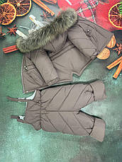 Зимовий дитячий теплий костюм від 1 року розміри 80-86 86-92 92-98 98-104 курточка та штанці - хутро єнота, фото 5